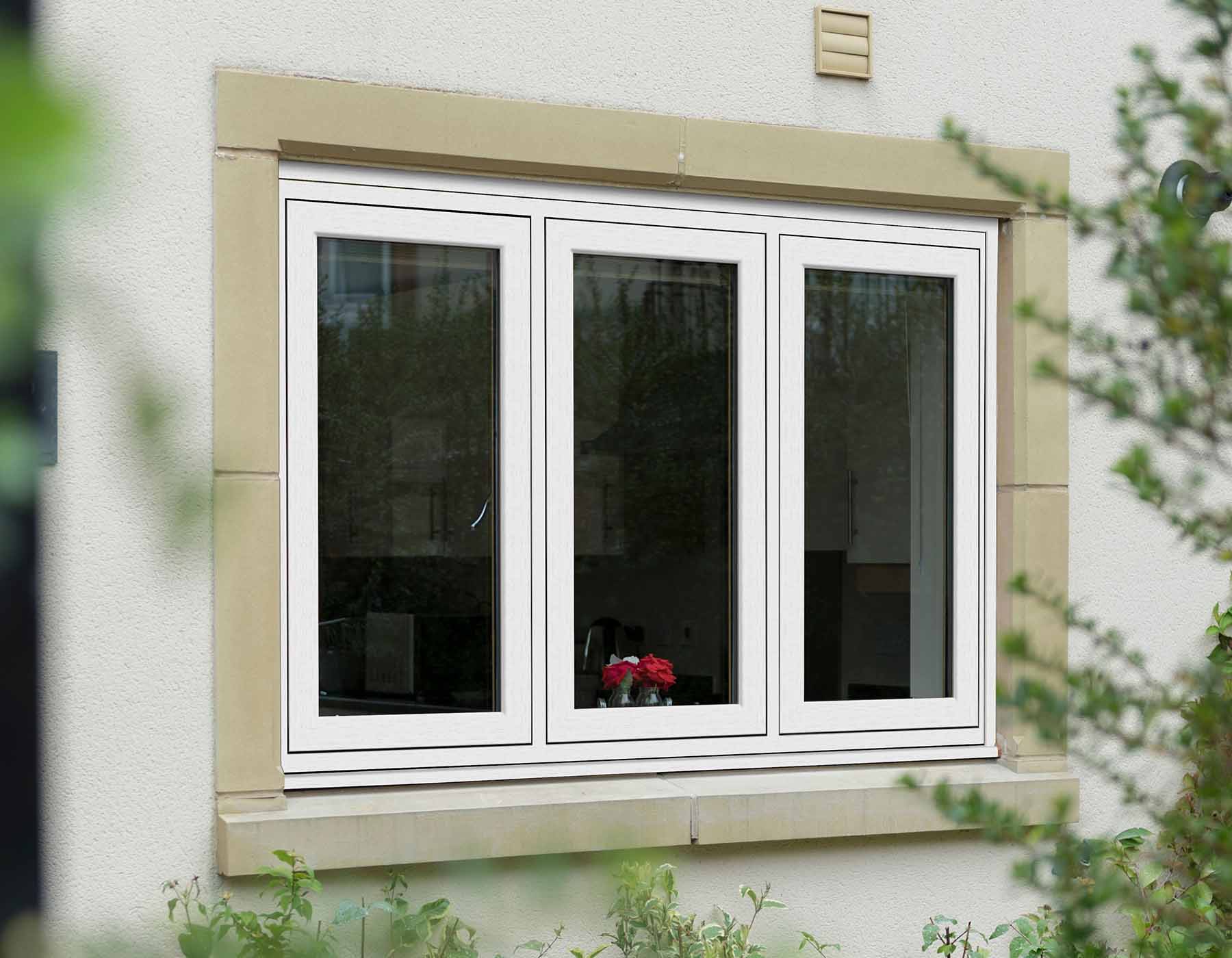 cream flush sash window