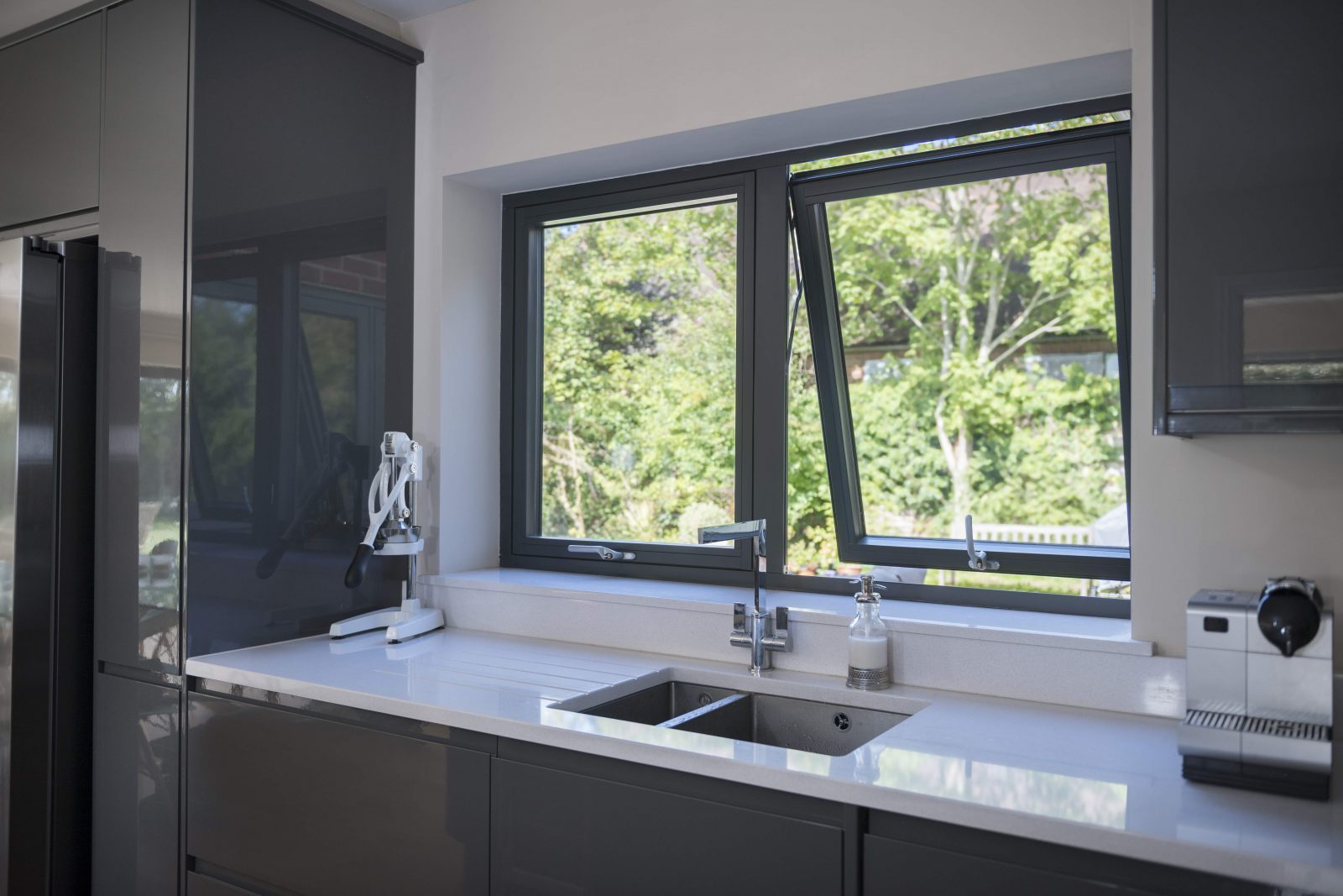 Grey aluminium window