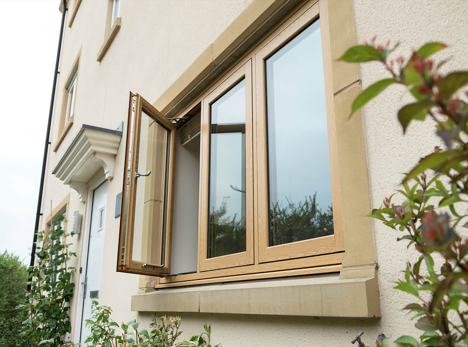 oak effect flush sash window
