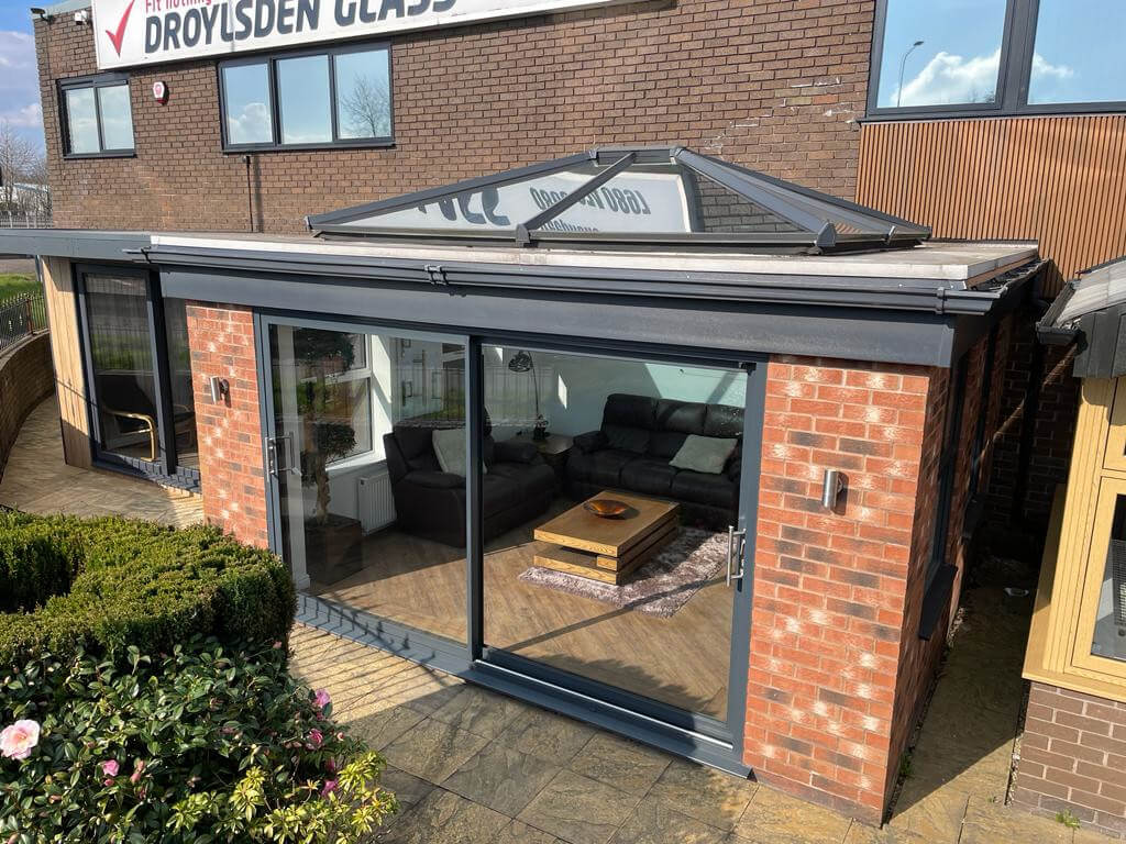 Roof lantern in Droylsden Glass showroom