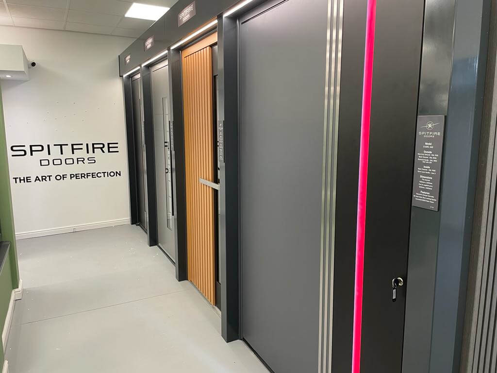 Spitfire doors in Droylsden Glass showroom