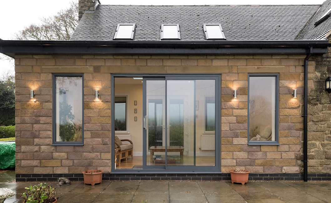 grey sliding patio door